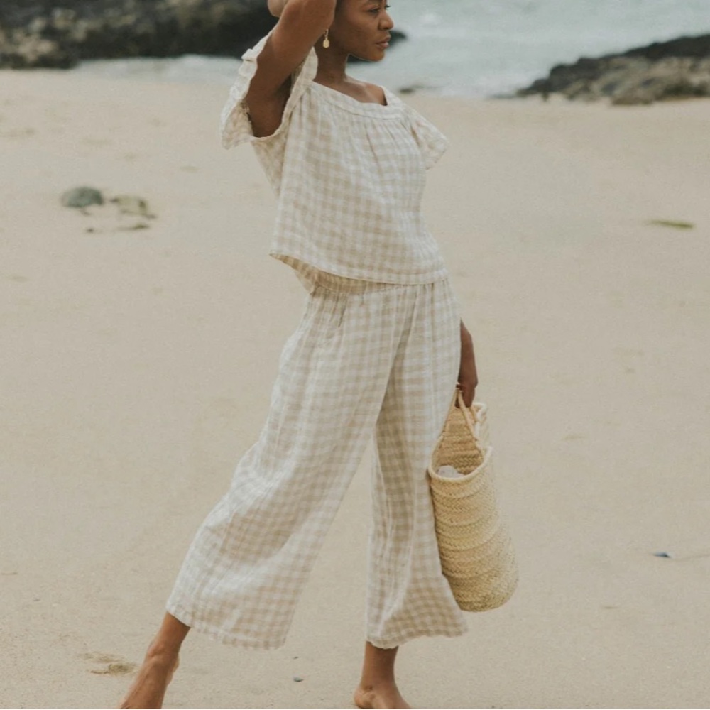 Beige Gingham Women's Set